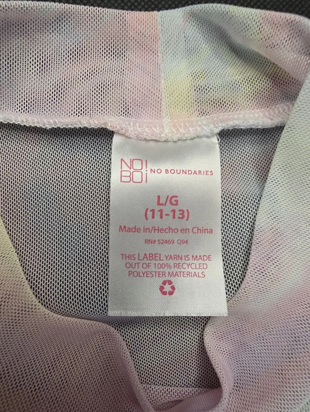 No Boundaries Sheer Top Pastel Pink Tie Dye Mesh 3/4 Sleeve Mock Neck Y2K L - Picture 3 of 12